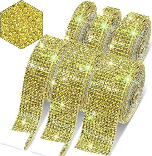 Miniatura 16 de 6 rollos de cinta de diamantes de imitación autoadhesiva con diamantes de imitación de 0.079 pulgadas (0.079 in) para manualidades, decoración de AB