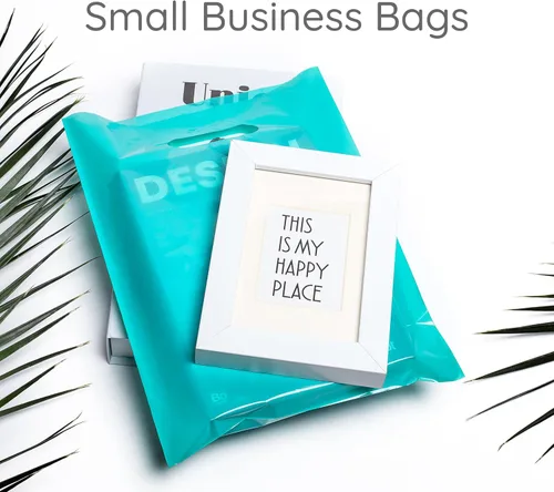 Miniatura 7 de Choice Marts Bolsas de mercancía 200 bolsas de 200 bolsas de color verde azulado y morado de 9 x 12 pulgadas, 1.5 mil de grosor, brillantes con asas
