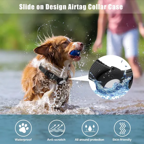 Miniatura 5 de Compatible con collar de perro Airtag, collar de perro ajustable con hebilla de cierre rápido duradera, collar de perro de nailon de imitación