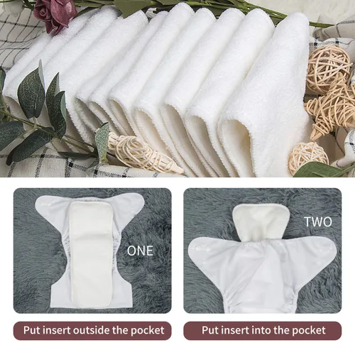 Miniatura 3 de ALVABABY pañales de tela para bebés, tamaño único y ajustable, pañales lavables y reutilizables para niños y niñas, 6 unidades con 12 rellenos