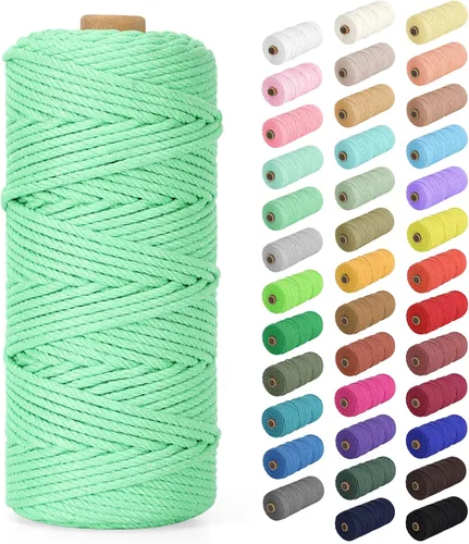 Miniatura 40 de Cordón de macramé de 0.079 in x 380 yardas (1140 pies), cuerda de algodón natural para colgar en la pared, ganchos de plantas, manualidades, Beige