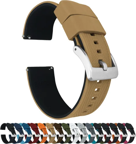 Barton - Correas élite de silicona para reloj, de liberación rápida, elige el color de la correa y de la hebilla (acero inoxidable, PVD negro o gris