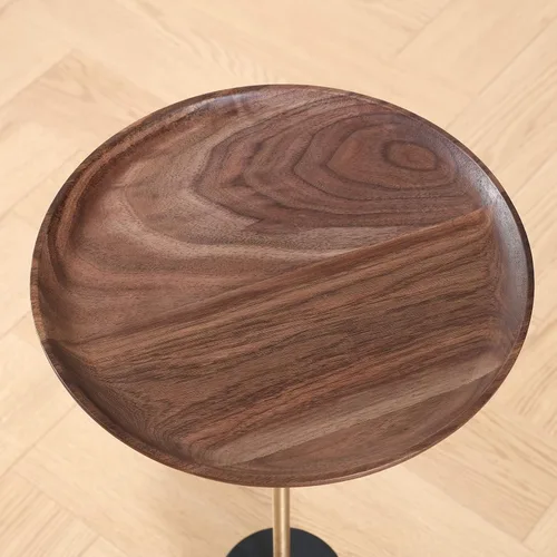 Miniatura 5 de COZYMATIC Castiglia - Mesa auxiliar redonda, mesa de centro con pedestal con mesa de madera, mesa de bebidas, mesa de sofá para sala de estar