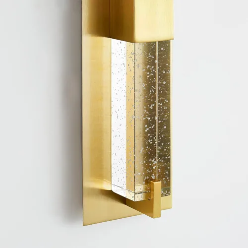 Miniatura 9 de WOSHITU Aplique de pared LED: apliques modernos dorados de 19 pulgadas, iluminación de pared, 3000 K, lámparas de pared de cristal regulables