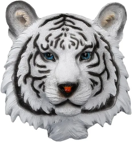 Miniatura 10 de Estatuas de resina para colgar en la pared con cabeza de animal, estatuas de bar, cafetería, escultura, decoración (leopardo negro)