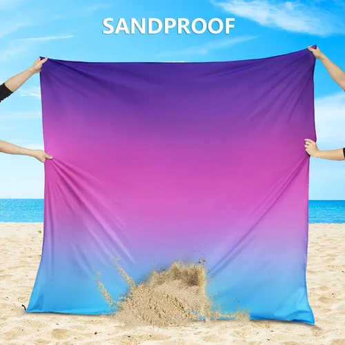 Miniatura 3 de WIWIGO Manta de playa impermeable a prueba de arena tapete de playa 79" X 83"/10'x9' para 2-8 adultos, de secado rápido, tapete de picnic al aire