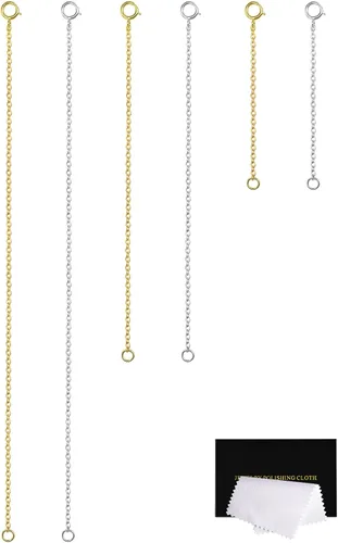 Miniatura 22 de Extensores de collar para mujer, extensor de pulsera de oro, extensión de joyería de cadena dorada para tobillera para mujer, juego de 2 piezas
