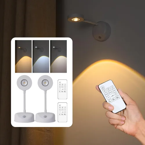 Miniatura 7 de XPESUVC Lámpara de pared con sensor de movimiento, foco LED recargable, lámpara de lectura de mesita de noche de rotación flexible con 3 Blanco
