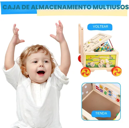 Miniatura 4 de Cubo de actividades de madera 7 en 1, juguete Montessori, juguete educativo multipropósito de aprendizaje para bebé niño pequeño niño de 1+ año