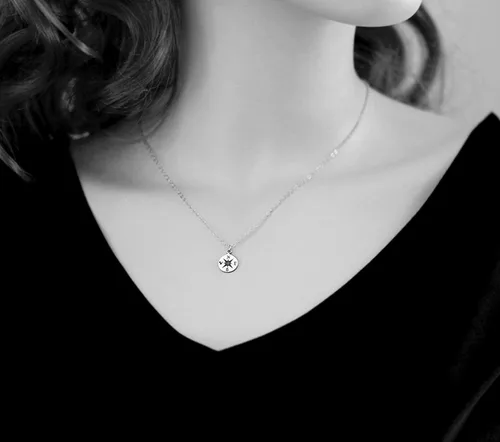Miniatura 3 de A Charmed Impression Collar de brújula de plata de ley - You Are My Compass regalo para esposa novia
