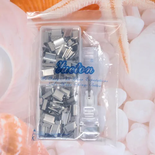 Miniatura 7 de yueton 1 clip transparente con 100 clips de metal sin perforación, clip de repuesto, clip de repuesto reutilizable, clip de empuje para oficina