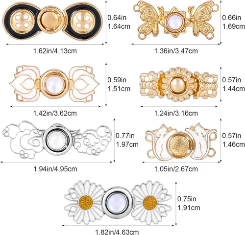 Miniatura 2 de OIIKI Tensor de botones de jeans ajustable, 7 piezas, botones de mezclilla, alfileres de vestir, hebillas de ajuste de cintura, botones