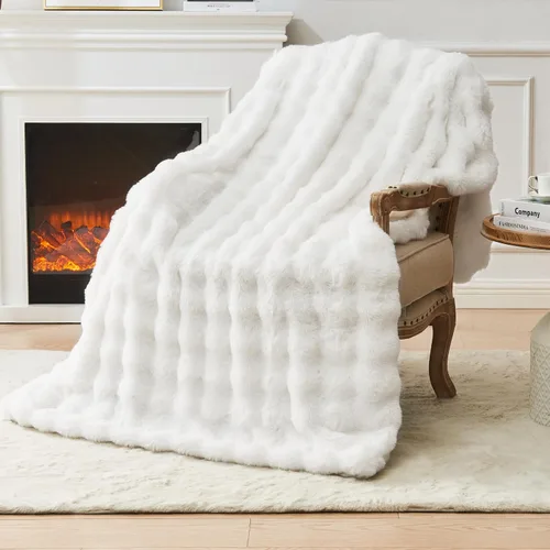 Miniatura 19 de EMME Manta de Forro Polar Sherpa Suave Reversible de Felpa Esponjosa Grande, Manta Bohemia Decorativa Cálida y Ligera para Sofá, Sillón, Dormitorio