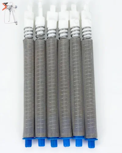 Paquete de 6 filtros de pistola de pintura sin aire 218131 de 50 mallas azules, compatibles con pistolas de pulverización Graco SG2 y SG3