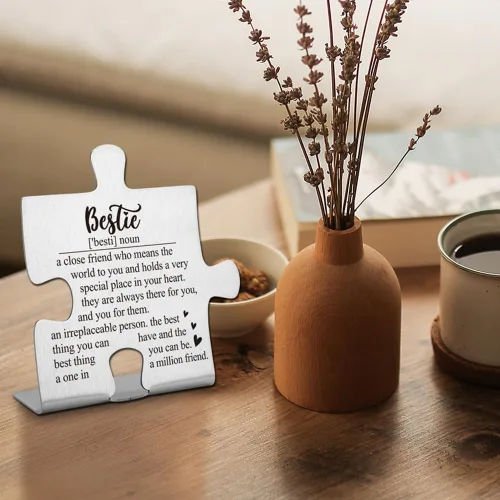 Miniatura 5 de FOKCBOCM Letrero decorativo, regalo de amistad de mejor amiga de acero inoxidable, 3.3 x 3.0 pulgadas
