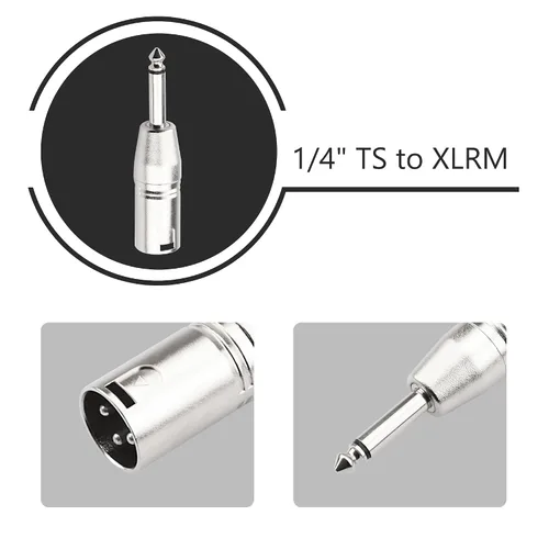 Miniatura 2 de Adaptador TS mono a XLR de 1/4 de pulgada, conector de audio desequilibrado macho XLR a 0.250 in de cuarto de pulgada compatible con estéreo