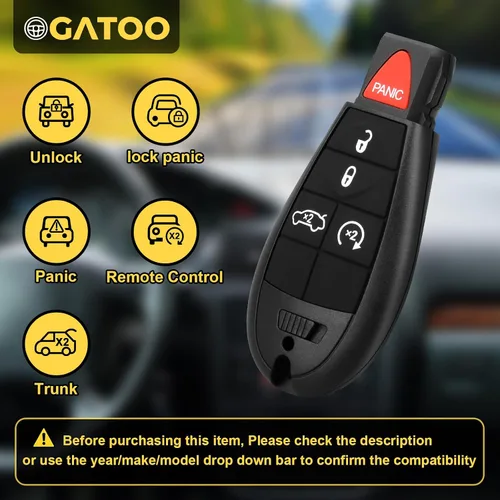 Miniatura 2 de 2 × Repuestos de Llavero de Control Remoto de Entrada sin Llave para 2008 2009 2010 2011 2012 2013 2014 Grand Cherokee Charger Durango Challenger