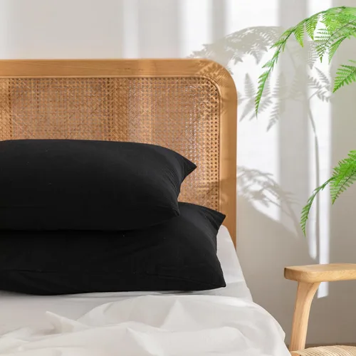 Miniatura 39 de BESTOUCH 100% Algodón Lavado Funda de Almohada para Cabello y Piel, Sensación de Lino, Suave, Cómoda, Transpirable, Juego de 2 Fundas de Almohada