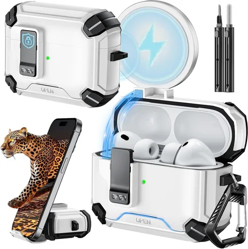 Miniatura 41 de Inesore for AirPods Pro 3 Case (2025) with Phone Stand Design, Compatible with MagSafe, Auto-Locking Case Cover for Air Pods Pro 3rd with Cleaning