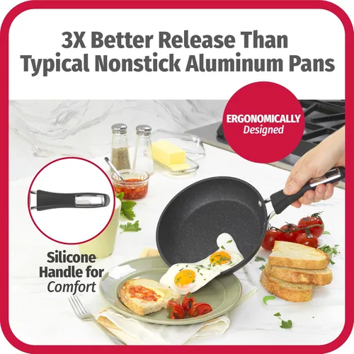 Miniatura 5 de GoodCook Juego de utensilios de cocina de aluminio Micro-Divot de 12 piezas con ollas, sartenes, cuchara y volteador, ollas y sartenes