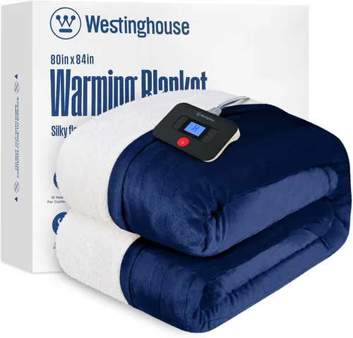 Miniatura 14 de Manta eléctrica con calefacción Westinghouse, manta eléctrica con 6 niveles de calefacción y configuración de tiempo de 2-10 horas, manta eléctrica