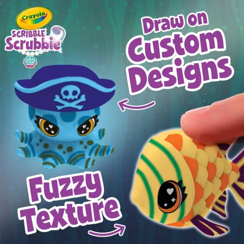 Miniatura 3 de Crayola Scribble Scrubbie Glow Lagoon Pets, Juguetes de animales marinos, regalos para niños y niñas, 3+