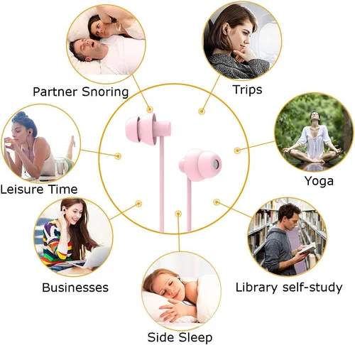 Miniatura 4 de MAXROCK (TM Total Suave Silicona Auriculares con Micrófono para Dormir y Viajar, Ideal para Celulares, Tabletas y Jack de 3,5 mm (Rosa Claro)