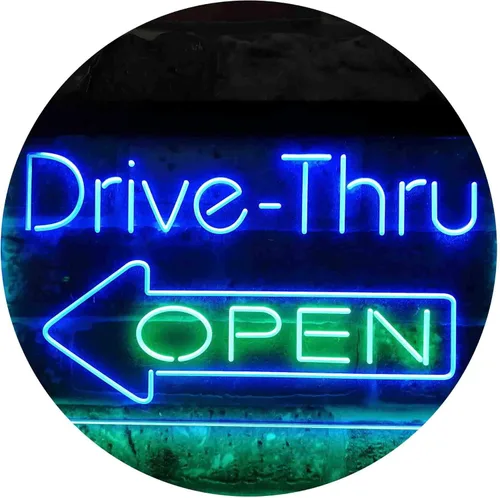 Miniatura 12 de ADVPRO Drive Thru Open Flecha Izquierda Señal de neón LED de doble color, azul y rojo, 24 x 16 pulgadas st6s64-i3827-br