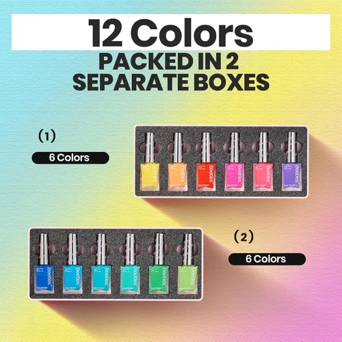 Miniatura 7 de Beetles - Juego de esmaltes de uñas de neón – Kit de esmalte de uñas de secado rápido, 12 colores, rosa intenso, verde, azul, amarillo, rojo, secado