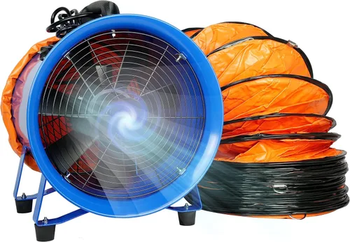 GORILLASPRO Ventilador portátil de utilidad de 520 W/12 pulgadas con conducto telescópico de PVC de 33 pies, ventilador de cilindro resistente para
