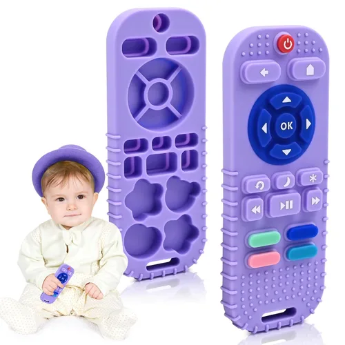 Miniatura 10 de Mordedores para aliviar la dentición, juguetes para bebés de 3 a 6 a 12 meses, regalos de silicona de grado alimenticio, control remoto, juguetes