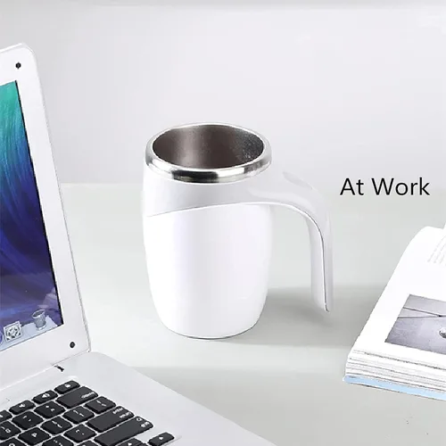 Miniatura 9 de Taza de café con agitación magnética automática, taza mezcladora giratoria de viaje para oficina en casa, divertido vaso de café eléctrico de acero