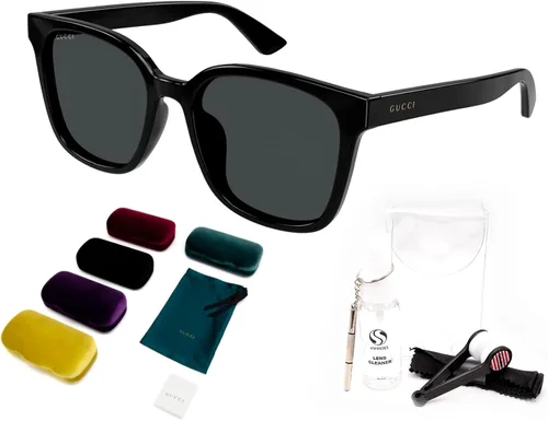 Miniatura 2 de Gucci GG1346SK - Gafas de sol de forma rectangular para hombre + paquete con kit de gafas de lujo eSHADES, Negro