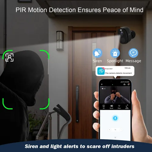 Miniatura 5 de Rraycom Paquete de 4 cámaras de seguridad inalámbricas para exteriores 5G/2.4G, cámara de 2K alimentada por batería con detección de movimiento AI
