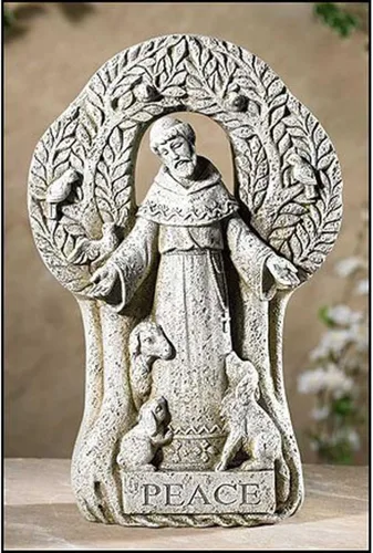 Miniatura 2 de Avalon Gallery - Figura de jardín de árbol de la paz de San Francisco, estatua de resina de piedra para exteriores, 12.5 pulgadas de alto x 8