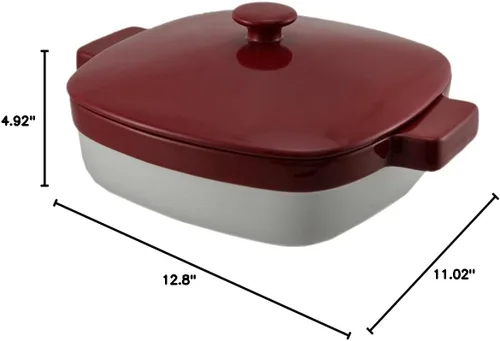 Miniatura 3 de KitchenAid Streamline Ceramic - Cazuela para hornear de 1.9 cuartos de galón, color rojo imperio