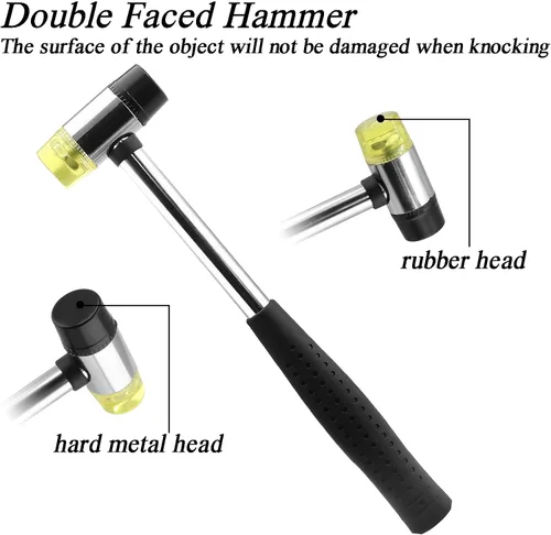 Miniatura 3 de Martillo de mazo de goma suave de doble cabeza de 0.984 in, martillo de goma de nailon, mazo de metal con cabezal de conversión de 2 piezas