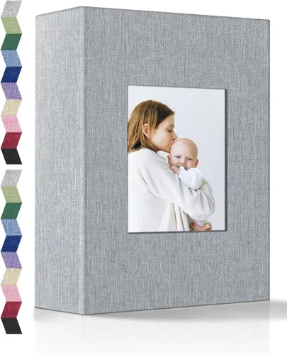 Miniatura 29 de Álbum de fotos popotop 4x6 - 100 fotos, libros de fotos con 100 bolsillos verticales, álbumes con cubierta de lino para fotos familiares, de boda