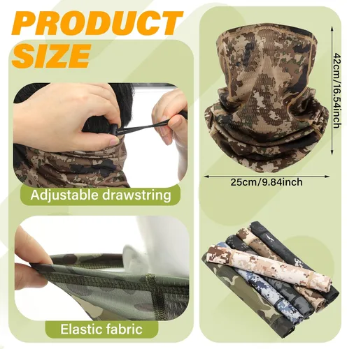 Miniatura 2 de Geyoga Adjustable Cooling Neck Gaiters for Men Turkey Hunting Breathable Summer UV Protection Face Mask with Mesh Holes Strap