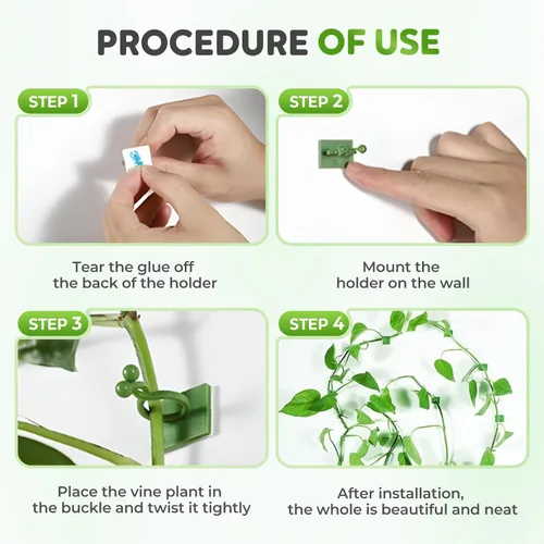 Miniatura 3 de HISKI Clips de pared para escalada de plantas, fijador de plantas verdes con gancho autoadhesivo, clips de pared para plantas trepadoras, clips