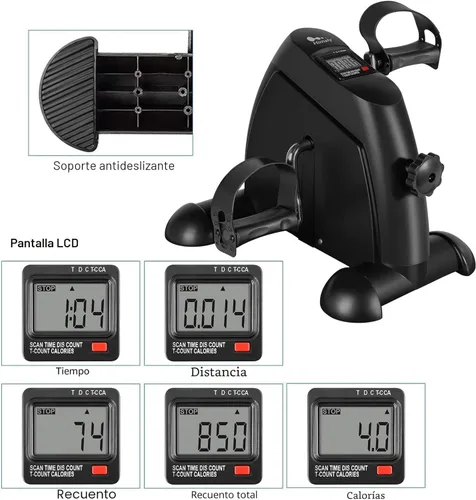 Miniatura 2 de Mini Exercise Bike, himaly Under Desk Bike Pedal Exerciser Portable Foot Cycle Arm & Leg Peddler Machine with LCD Screen Displays Negro