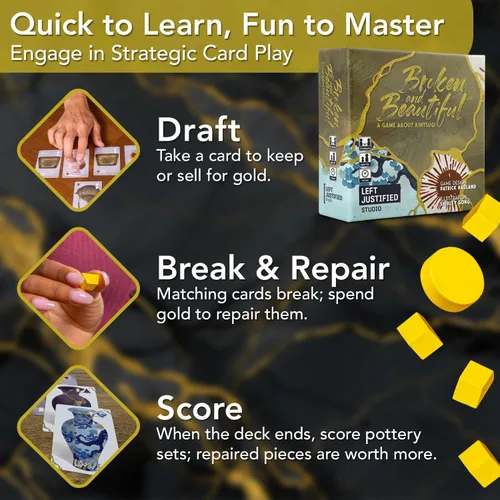 Miniatura 2 de Left Justified Broken y hermoso juego de cartas Kintsugi – Un mazo temático único para la diversión nocturna de juego con familiares y amigos
