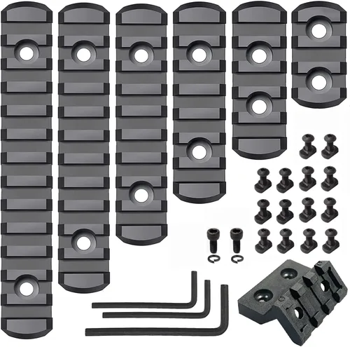 Miniatura 8 de Picatinny Rail de 3,5,7,9,11,13 ranuras para Mlok, sección de rieles de polímero más montaje desplazado con tuercas en T, tornillos y llave Allen