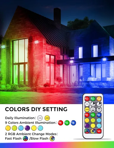 Miniatura 3 de L LOHAS LED Luz de Inundación LED RGB para Exteriores, 25W Luces de Fiesta DIY que Cambian de Color con Control Remoto, Luz de Patio