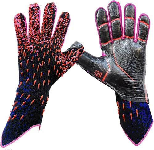 Miniatura 9 de Guantes de portero de portero para adultos y jóvenes, guantes de portero de fútbol con palma de látex antideslizante en relieve, sin muñeca