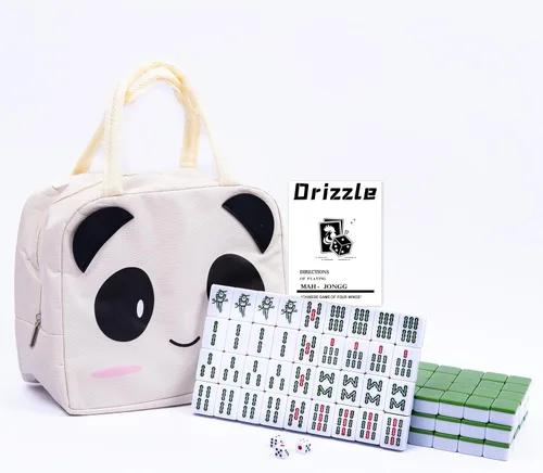 Miniatura 11 de drizzle Juego de Mahjong numerado de 1.181 in – 1.2 pulgadas portátil 146 azulejos premium – Juego de versión tradicional china – Manual para Verde