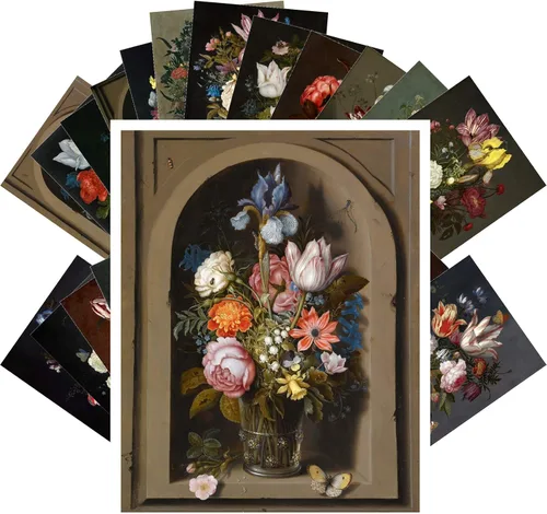 Miniatura 20 de PIXILUV Johann - Postales vintage (24 unidades), diseño de flores salvajes, jardín, aun vida, arte de pintura de museo antiguo, reimpresión
