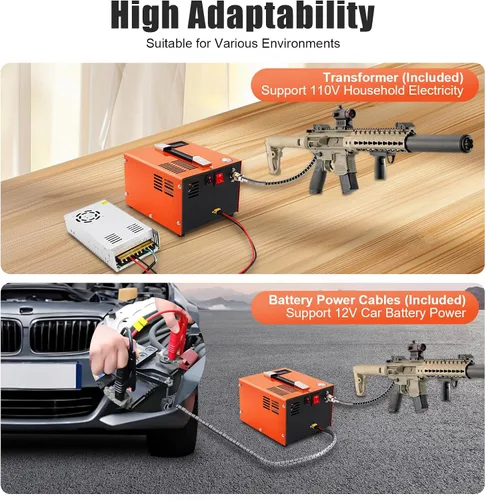 Miniatura 5 de Compresor de aire PCP de 4500PSI 30Mpa, 110V AC portátil de alta presión PCP Airgun compresor bomba de inflado sin aceite y agua Paintball tanque