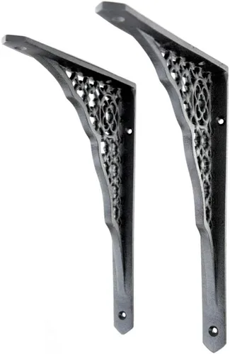 Miniatura 3 de Renovators Supply Manufacturing Par de soportes flotantes para estantes de 7 pulgadas x 8-3/4 pulgadas, soportes victorianos de aluminio negro