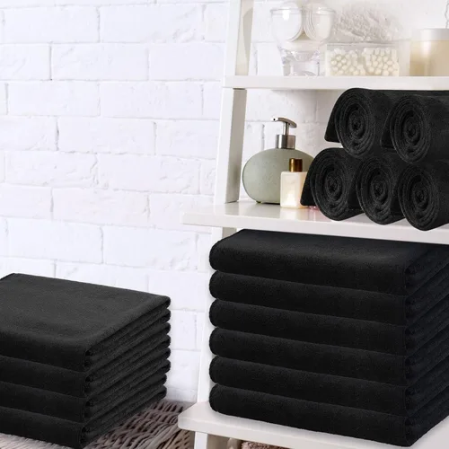 Miniatura 7 de Newwiee 100 toallas grandes de microfibra negra a granel de 16 x 27 pulgadas, toallas absorbentes de secado de pelo, toallas de mano a prueba